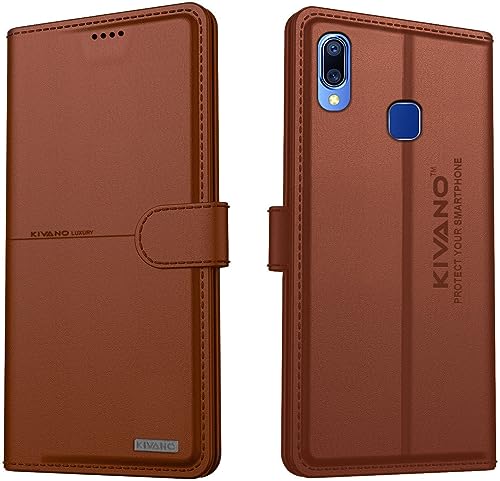 Image of Compatible with Vivo Y95 / Vivo Y93 / Vivo Y91 Flip Cover | Leather Finish | Inside Pockets & Inbuilt Stand | Shockproof Wallet Style Magnetic Closure Back Cover Case