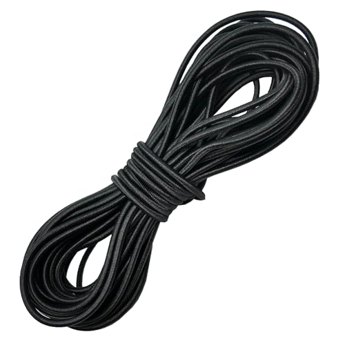 ZUSHALLMY 1/8-inch (3 mm) Round Black Elastic Cord 11 Yards Stretch Shock Cord Bungee Rope Black Elastic String Cord for Sewing Craft DIY Mask Drawstring