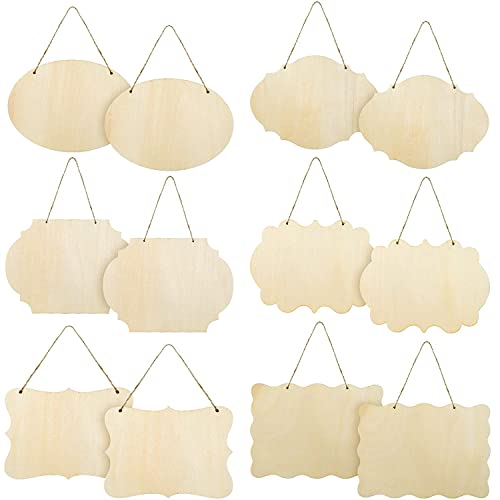 Panneaux en Bois à Suspendre，12 Pcs Plaque en bois à suspendre Panneau en bois non fini Plaque de bois décorative，Pour Peinture, Décoration de Maison