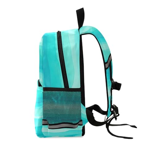 Stripes Turquoise Aqua Toddler Girl Backpack with Leash Kids School Bag Small Travel Back Pack2