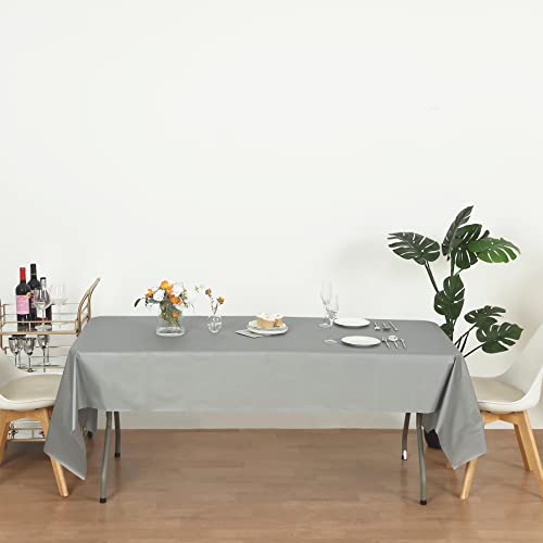 Evershine (12-Pack Heavy Duty Plastic Table Covers Tablecloth (Reusable) (Rectangle 54" X 108", Silver) #TOP2