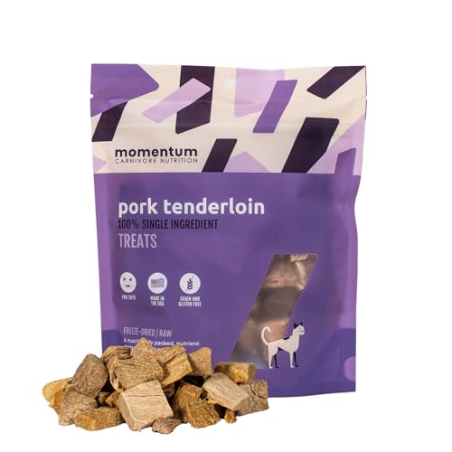 Momentum Carnivore Nutrition Freeze-Dried Pork Tenderloin Cat Treats – Single-Ingredient,