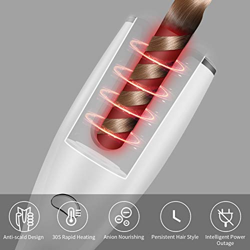 Automatic Curling Iron Wand Hair Curler Anti-Scald Hair Wand Curling Iron with LED Display Adjustable Temp &Timer Dual Voltage Auto Rotating Ceramic Hair Curler Fast Heating for Long Short Hair