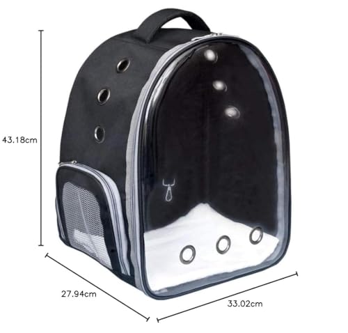 Image of Risan Pets Pet Backpack Transparent Cat & Small Dog Puppy Kitty Shihtzu Carriers for Breathable Airline Travel Approved Air Ventilation Backpack Size 17 x 13 x 11 inch(Black)