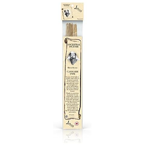 Jabou Ancestral 100% Natural Hand Dipped Incense Sticks - Cannabis Aroma - for Meditation, Yoga, Relaxation, Magic, Healing, Prayer & Rituals - 11 inch - 60 Minutes - 20-Pack Cover