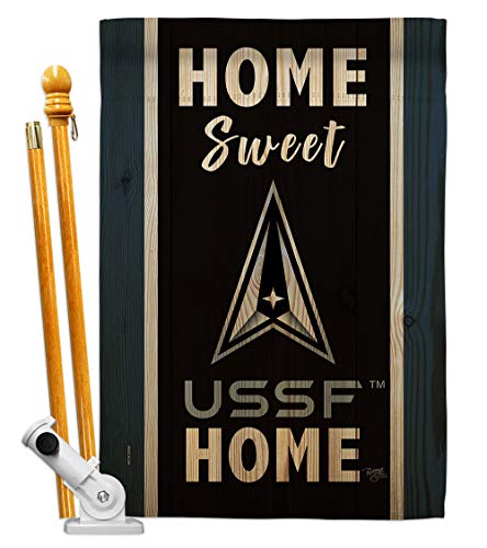 Breeze Decor Home Sweet Spece House Flag Set Armed Forces Space USSF United State Air American Military Delta Official Decoration Banner Small Garden Yard Gift Double-Sided, Made in USA