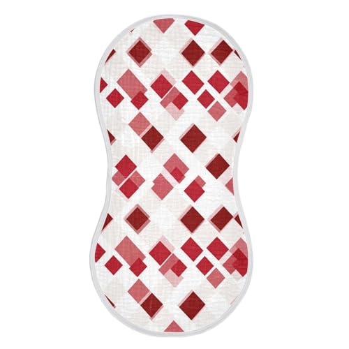 Geometic White Red Cotton Baby Burp Cloth Soft and Absorbent Feed Cloth for Unisex Babies Set of 2, 22x11in2