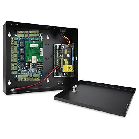 MENGQI-CONTROL 4 Doors Access Control System Core Control Components Metal 5A 110V-240V Power Supply Box and 4 Doors TCP/IP Access Control Panel Wiegand Controller,Computer Based Software,Remote Open Cover
