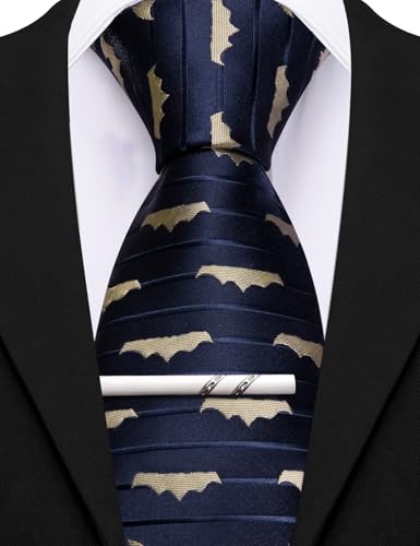 Image of Barry.Wang Silk Ties for Men Fun Necktie and Tie Clip Set for Wedding Party Business Formal Extra Long