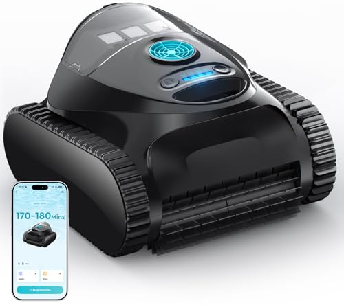 BRINBO C1 Robot Piscina Limpiafondos y Paredes, Doble Filtro, Aspirador Piscina Bateria, 7 Modos Limpieza, 170-180 min Autonomía, Limpiador con App, Limpiafondos Piscina de hasta 150 m², Azul Abismo