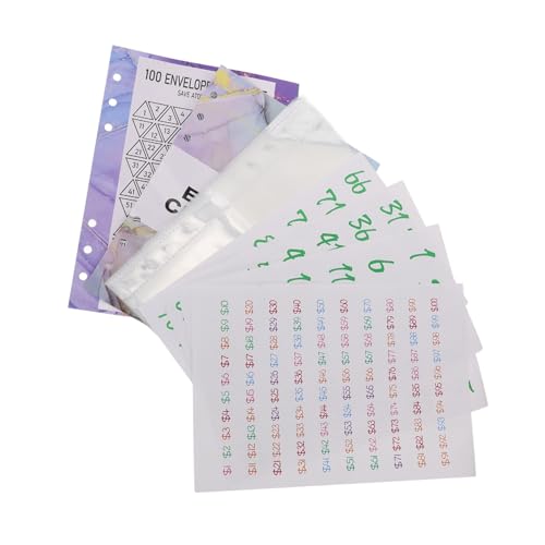 CAXUSD Money Binder Inner Page Inserts Days Cash Saving Challenge Planner with Films Stickers for Budgeting and Expense Tracking