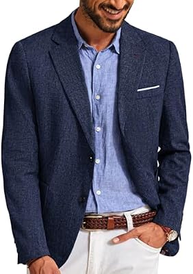 Men's Casual Navy Blue 2-Button Lightweight Business Blazer – Sport Coat Jacket