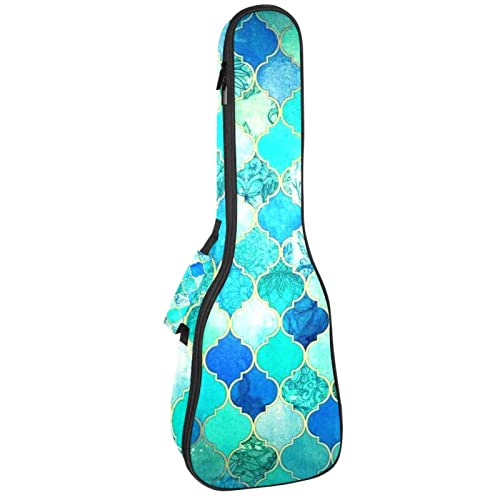 Housse ukulélé ténor imperméable avec rembourrage de protection et motif géométrique vert