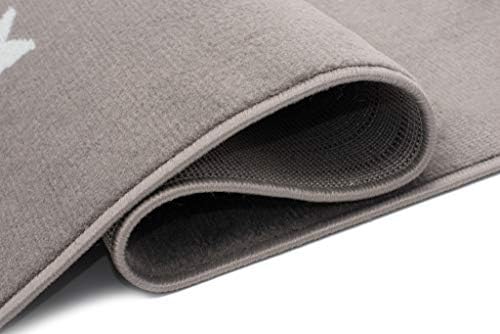 4. Bild von TAPISO Baby Teppich Kinderteppich Kurzflor Grau Taupe Weiß Schwarz Rakete Sterne Kinderzimmer Modern 200 x 300 cm 200 x 300 cm