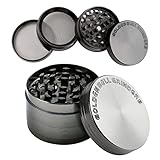 Golden Bell Grinder Crusher 4-teiliges Set Mühle mit Scraper Pollen Spice Kräuter Gewürze Herb Krautmühle als Geschenk für Vater Freund Mann (Nickel-Schwarz, 2 x 1,4 Inch)