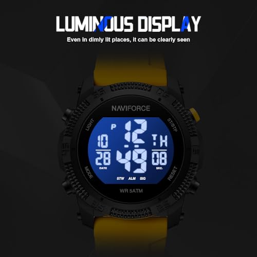 Image of NAVIFORCE Men Sports Waterproof Digital Watches with Stopwatch Alarm Countdown Rubber Strap Wristwatch for Women