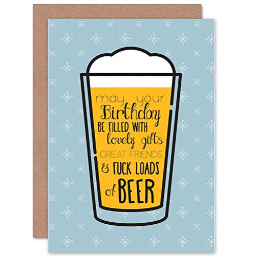Wee Blue Coo Greeting Happy Birthday Pint Lager Beer Adult Sealed Greeting Card Plus Envelope Blank inside Heureux Bière