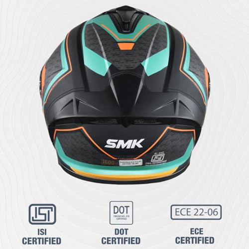 Image of SMK Typhoon RD1 ISI ECE & DOT Certified Full Face Dual Visor Helmet for Men and Women with Pinlock Fitted Clear Visor and Inner Sun Visor ( MATT Black - MA287 - L )