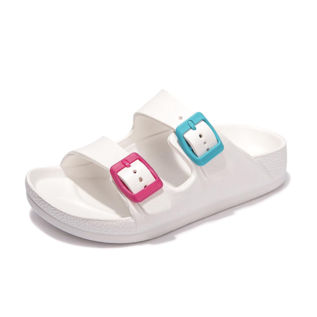 FUNKYMONKEY Unisex-Child Slides Double Buckle Adjustable EVA Flat Sandals for Boys Girls