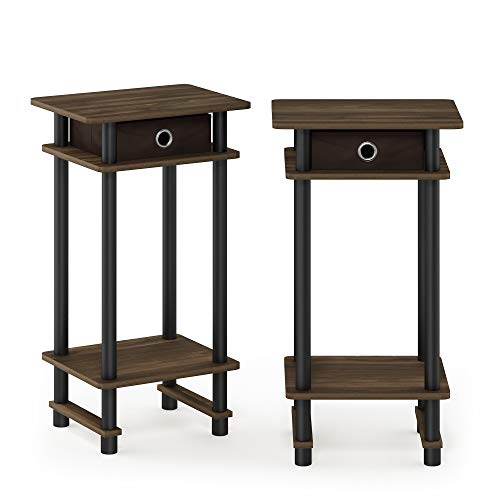 Image of Furinno Turn-N-Tube Set of 2 Toolless 3-Tier Side Table, Columbia Walnut
