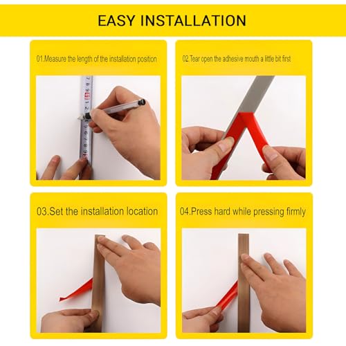 Image of VOLO Stainless Steel 5 Meter /16.4ft Mirror Finish Weather Strip - Waterproof Self-Adhesive Tape for Tile Gap, Wall, Cabinet, Kitchen & Floor - Peel & Stick Adhesive Strip (GOLD, 50MM (2 INCH))