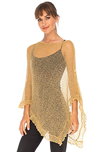 SHU-SHI Womens Sheer Poncho Shrug Lightweight Knit...