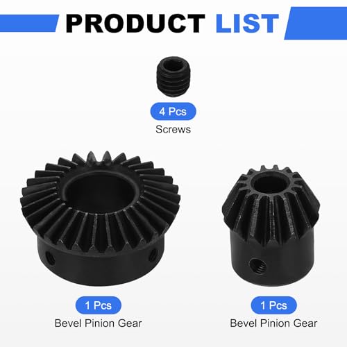 Image of uxcell 2Pcs Tapered Bevel Gears Set, 1.5 Mod 1:2 (15T /30T) Harden Steel Straight Bevel Gear, 90 Degree Steering Motor Gears, (8 /20mm Shaft Hole with Keyway)
