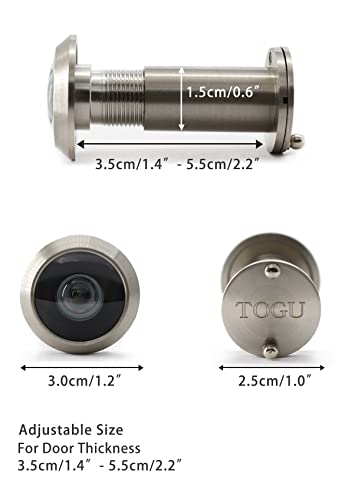 Togu Tg3016Yg-Sn Brass Ul Listed Solid Brass Hd Glass Lens 220-Degree Door Viewer Peephole With Heavy Duty Privacy Cover For 1-3/8" To 2-1/6" Doors, Brushed Satin Nickle Finish #TOP3