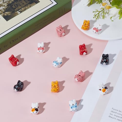 Perles chat Maneki Neko en céramique WEBEEDY pour la création de bijoux DIY - 5