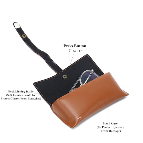 Image of AICA Personalised Name & Charm Leather Sunglass Case Cover for Men & Women | Hard Case Eyewear Cover