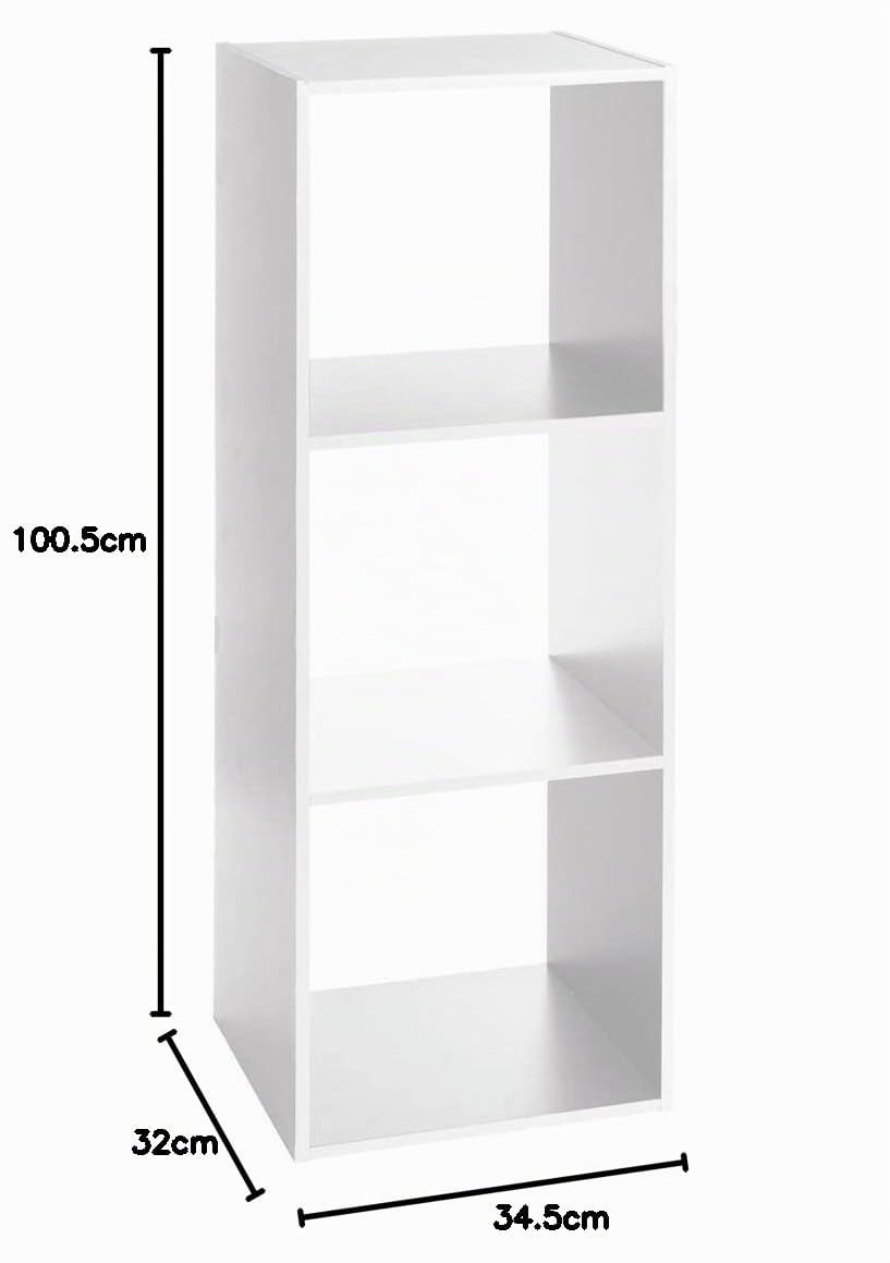 5 five simply smart 5five - Estantería de Columna Mix'N'Modul Blanca - 3 Compartimentos, 34,5 x 32 x 100,5 cm - Mueble de almacenaje para salón, Dormitorio y Oficina