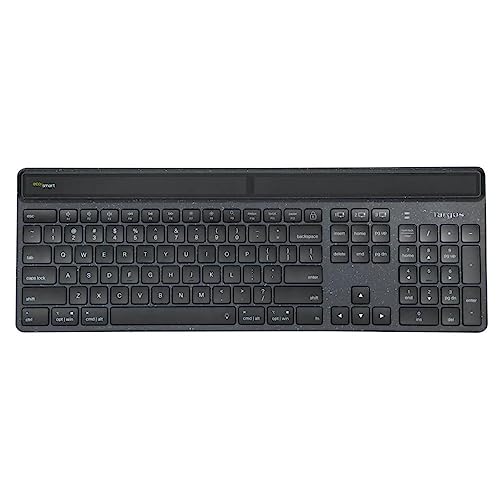 Targus Ecosmart - Teclado - Energía Sostenible - Antimicrobial - Retroiluminado - Inalámbrico - Bluetooth 5.0 - QWERTY - Francés - Interruptores de Teclas: Llave de Tijera - Negro
