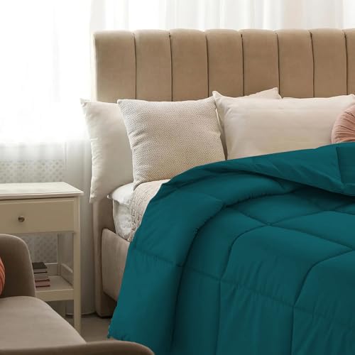 Image of Quilt for All Season 150 GSM Comforter Duvet /Ac Blanket Single Bed Soft Microfiber Lightweight (60 inch X 90 inch Inches) - Single Bed Comforter - Teal Color