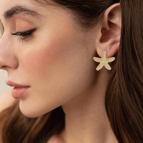 Clip on Earrings for Women Hypoallergenic Clip on Earrings for Women Statement Flower/Starfish/Shell Earrings Beach Accessories Jewelry for Womens Non Pierced Earring4