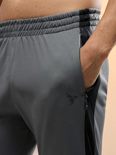 Image of TECHNOSPORT Men's Slim Fit Mid Rise Solid Trackpant with Techno Dry for Gym, Workout & Sports