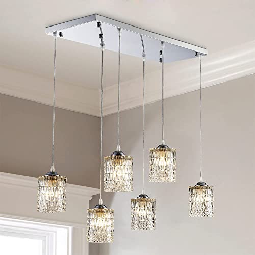 Lustre en cristal suspendu luminaire plafonnier 6 lumières cuisine