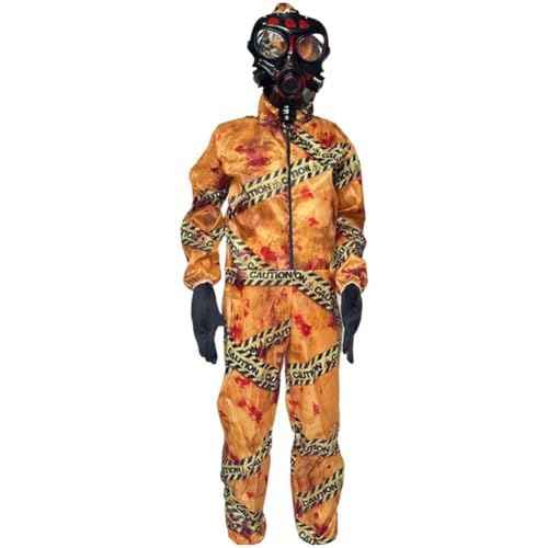 Vobumix Disfraz De Zombi De Riesgo Biológico para Niños, Disfraces De Halloween, Traje De Materiales Peligrosos con Máscara, Guantes, Mono De Radiación Bioquímica para Niños