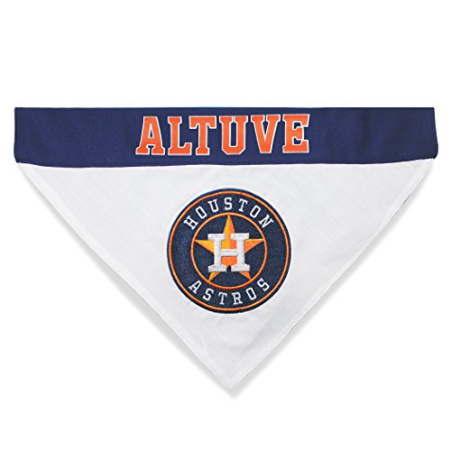 Image of MLBPA Reversible Dog Bandana - Jose Altuve #27 Pet Bandana - MLB Houston Astros Home & Away Bandanna, Large /X-Large