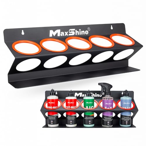 Maxshine Universal Detailing Spray Bottle Holder – Holds 5 Sprayers (16oz), Sturdy & Lightweight Organizer, Easy Wall Mounting, Ideal for Garage & Mobile Use, Auto Detailing Accessories & Supplies