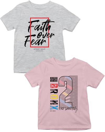 Image of XENOVAURBAN Kids Tshirts Combo | 2 Unisex Printed Round Neck Boys and Girls Kids T-Shirts - P