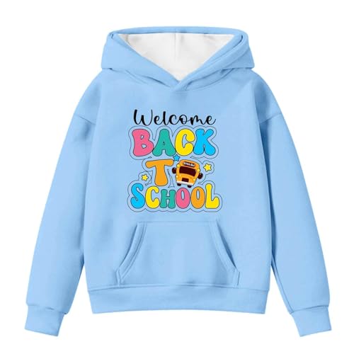 Sweat à capuche fille manches longues et poche ventrale vêtement scolaire ajustable