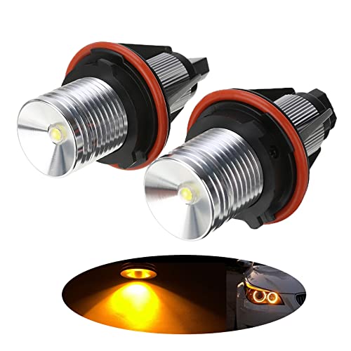 znakeauto Angel Eye Halo Ring Marker Side Light 2x 5W Replacement for BMW E39 E53 E60 E61 E63 E64 E65 E66 E87 525i 530i xi 545i M5 LED (Yellow/Amber Light)