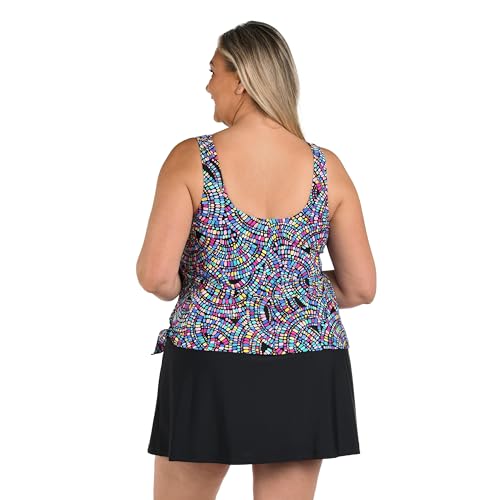 Maxine of Hollywood Women's Scoop Neck Faux Tankini Swim Dress One Piece Swimsuit2