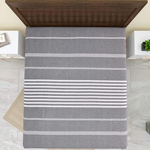 Image of 210 TC Handmade Double Bedsheet | Without Pillow Cover | Handloom Cotton Bedsheets for Double Bed | Bed Sheet Size (90X100 Inches, 7.5 x 8.3 Feet | Hit Grey)