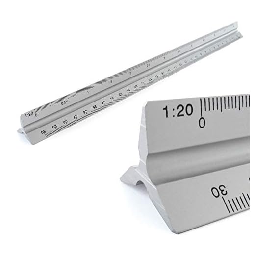 Skala linjal aluminium triangulär triangulär skala Ruler 1: 20, 1: 25, 1: 50, 1: 75, 1: 100, 1: 150, 30 cm lång triangel skala