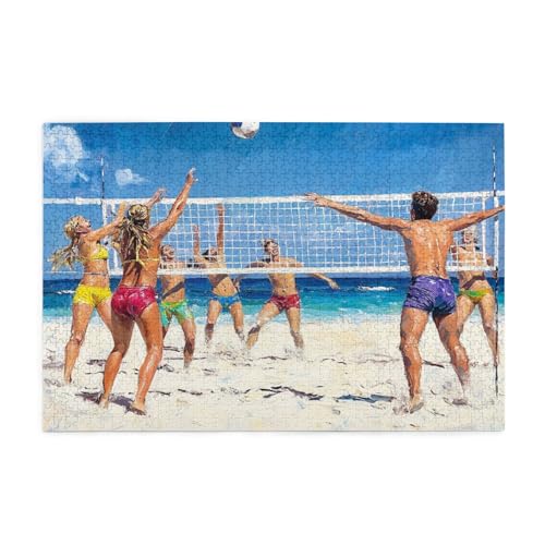 BEAROWL Beach Volleyball Wooden Puzzle 1000 Pcs Art Kit