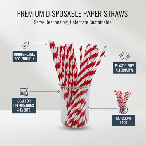 Pitillos desechables de papel rojo x100 unidades miniatura 4