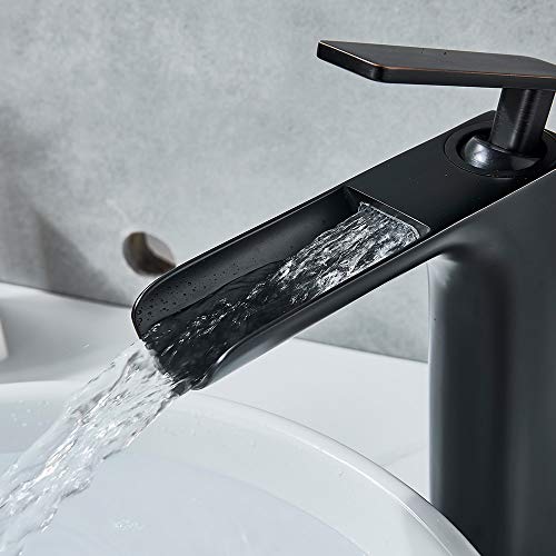 Vintage Faucet and Accessories - Black Bronze Basin Faucet Mixer Tap Deck Mount Waterfall Bathroom Faucet Vanity Vessel Sinks Mixer Tap Cold and Hot Water Tap