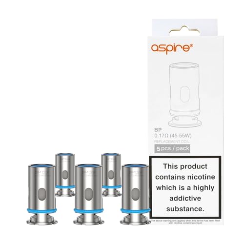 Aspire BP Lot de 5 bobines de rechange 0,17 Ohm, 45-55 W, fonctionne avec Nautilus Prime X Pod, BP80, BP60, Finixx Pod, Rhea X Kit, Huracan Tank, Authentic...