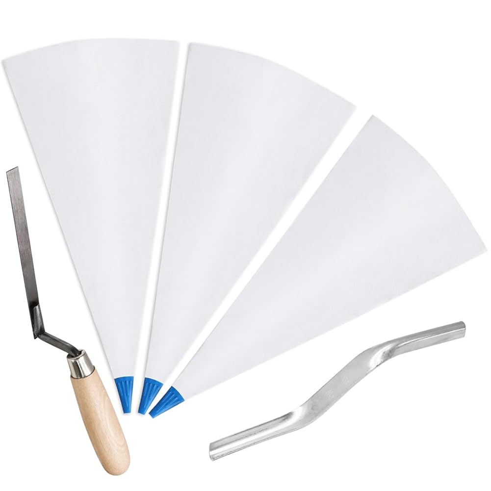 Littimoon 3 Pcs Tile Grout Masonry Mortar Bag with Brick Jointer and Pointers Caulking Bag for Masonry Tile Installation